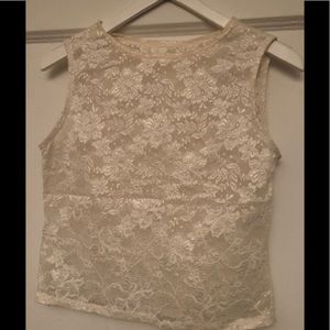 White lace cropped tank/shell/teddy